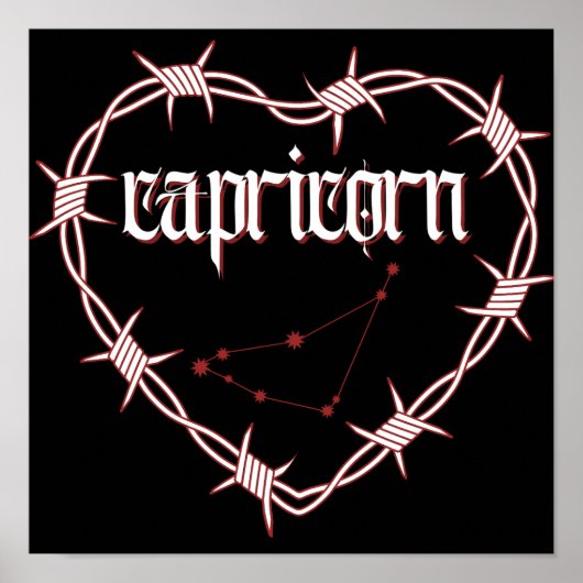 Poster Capricorne Constellation Art céleste gothique fonc (Devant)