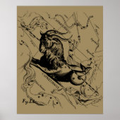 Poster Capricorne Constellation Hevelius 1690 sur Taupe (Devant)