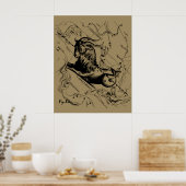Poster Capricorne Constellation Hevelius 1690 sur Taupe (Cuisine)