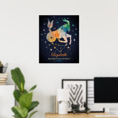 Poster Capricorne Constellation Zodiaque Aquarelle Galaxi (Bureau à domicile)