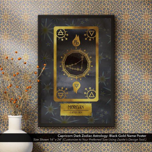 Poster Capricorne Dark Zodiac Astrologie : Black Gold Nom