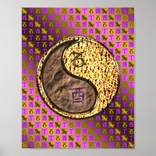 Poster Capricorne et coq de feu