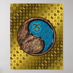 Poster Capricorne et Dragon d'eau