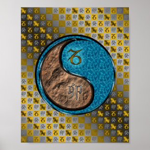 Poster Capricorne et Rabbit d'eau