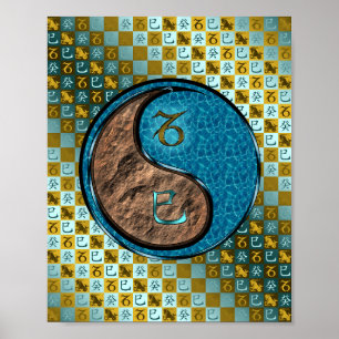 Poster Capricorne et Serpent d'eau