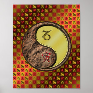 Poster Capricorne et Tigre métallique