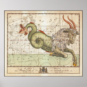 Poster Capricorne Zodiac Illustration John Bevis 1750