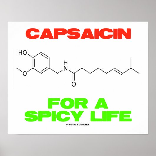 Poster Capsaicine Pour Une Vie Épicée Structure Chimique (Devant)