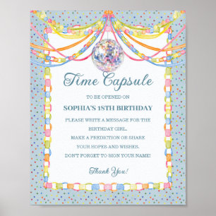 Poster Capsule de fête d'anniversaire Blue Cue the Confet