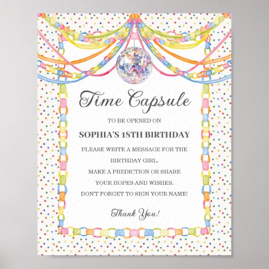 Poster Capsule de jeu pour fête d'anniversaire avec confe (Devant)