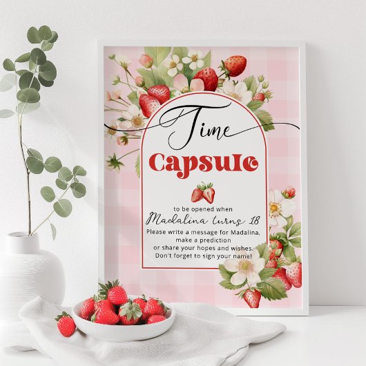 Poster Capsule de premier anniversaire de fraise