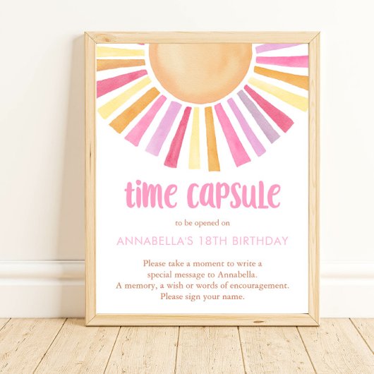 Poster Capsule de temps Boho sunshine sun girls 1er anniv