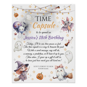 Poster Capsule de temps Joyeux Boo Halloween Mignon Épouv