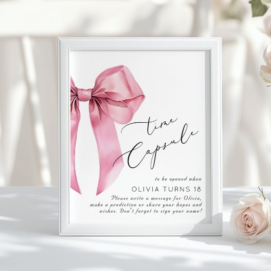 Poster Capsule d'heure d'anniversaire de la Bow rose
