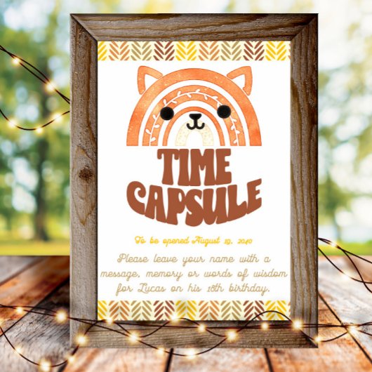 Poster Capsule Temporel 4x6 Anniversaire Boho Renard de l