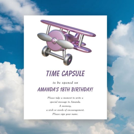 Poster Capsule temporel d'avion 1er anniversaire
