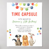Poster Capsule temporel de chien à l'aquarelle 1er annive (Devant)