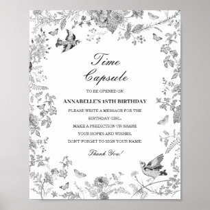 Poster Capsule Temporel Floral Toile Noire Jeu d'Annivers