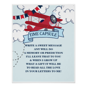 Poster Capsule Temporelle Anniversaire Avion Le Temps Pas