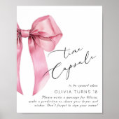 Poster Capsule Temporelle Anniversaire Ruban Rose (Devant)