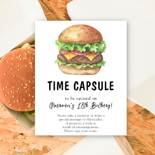 Poster Capsule temporelle Burger Aquarelle 1er anniversai