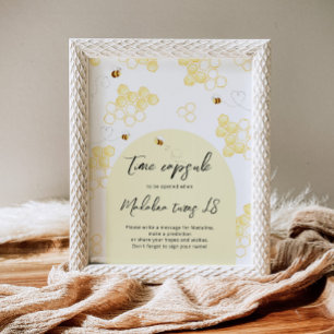 Poster Capsule temporelle d'anniversaire d'abeille bourdo