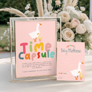 Poster Capsule Temporelle de Fête de Bébé Rose Féminin Oi