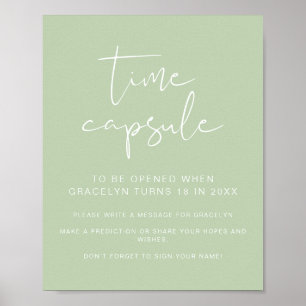 Poster Capsule Temporelle de Fête de Naissance Vert Vibra