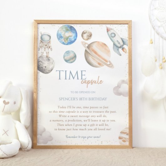 Poster Capsule Temporelle de Fusée pour Anniversaire Spat