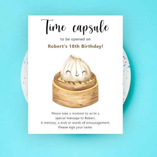 Poster Capsule temporelle de raviolis chinois pour le 1er