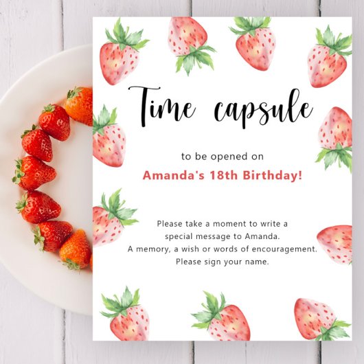 Poster Capsule Temporelle des Fraises 1er anniversaire
