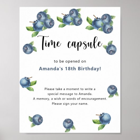 Poster Capsule temporelle des myrtilles 1er anniversaire (Devant)