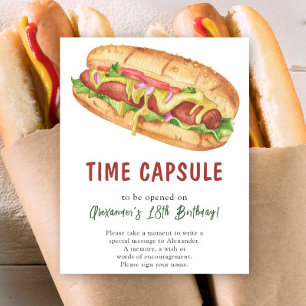 Poster Capsule temporelle HOT DOG aquarelle 1er anniversa