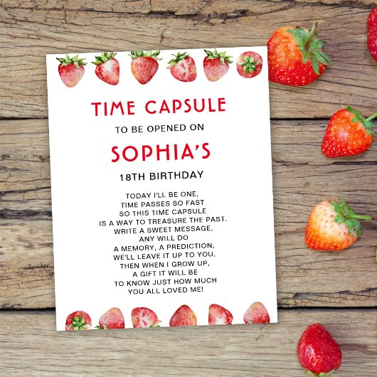 Poster Capsule Temporelle Strawberry 1er Anniversaire