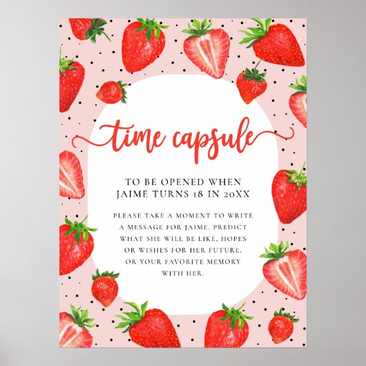 Poster Capsule temps | Anniversaire des fraises roses (Devant)