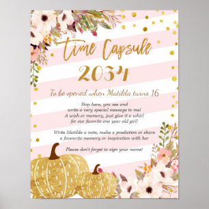 Poster Capsule temps Citrouille rose et or