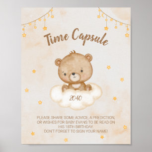 Poster Capsule temps de Baby shower de l'ours Brown