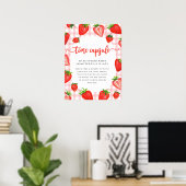 Poster Capsule temps | Fraise rose En vichy Anniversaire (Bureau à domicile)