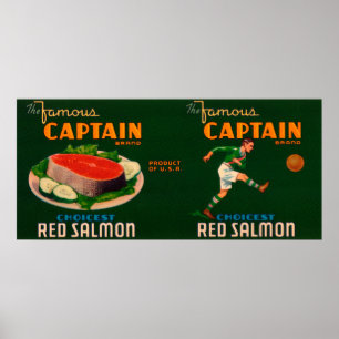 Poster Captain Brand Salmon Label