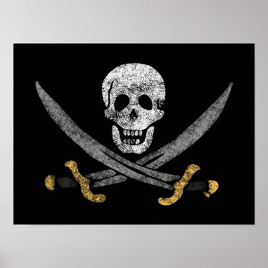 Poster Captain Jack Rackham's Jolly Roger Pirate Flag (Devant)