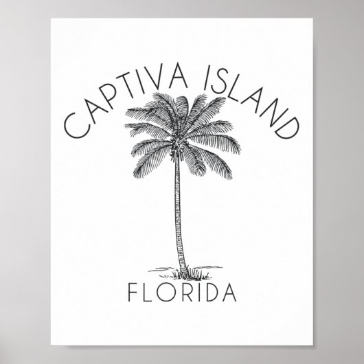 Poster Captiva Island Beach Design Palm Tree Illustration (Devant)