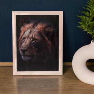 Poster Captivant la faune d'un lion de feu