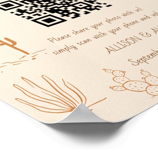 Poster Capture amour QR code Western cowboy bottes mariag (Coin)