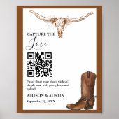 Poster Capture amour QR code Western cowboy bottes mariag (Devant)