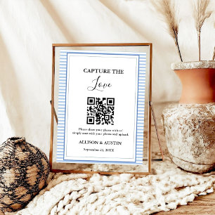 Poster Capture amour QR codeDusty mariage bleu