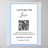 Poster Capture amour QR codeDusty mariage bleu (Devant)