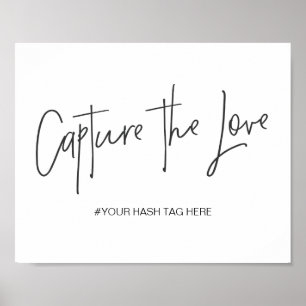 Poster Capture de l'amour panneau de hashtag de mariage