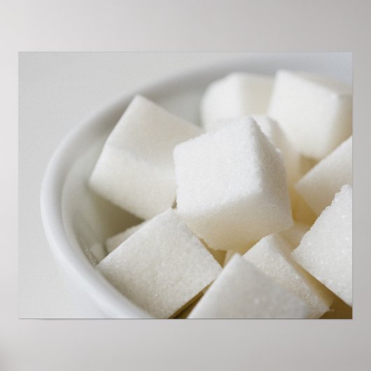 Poster Capture de studio de cubes de sucre dans un bol (Devant)