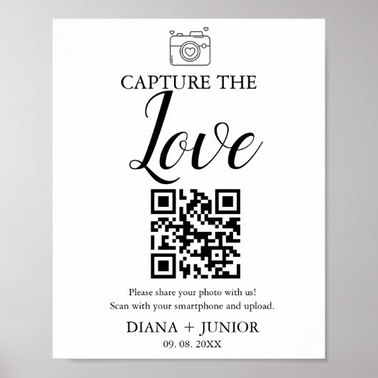 Poster Capture moderne Le code QR Love Mariage Signal (Devant)