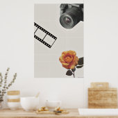 Poster Captured Bloom: Camera, Film & Rose Collage (Cuisine)